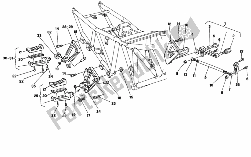 Tutte le parti per il Poggiapiedi Dm 001365 del Ducati Supersport 750 SS 1997